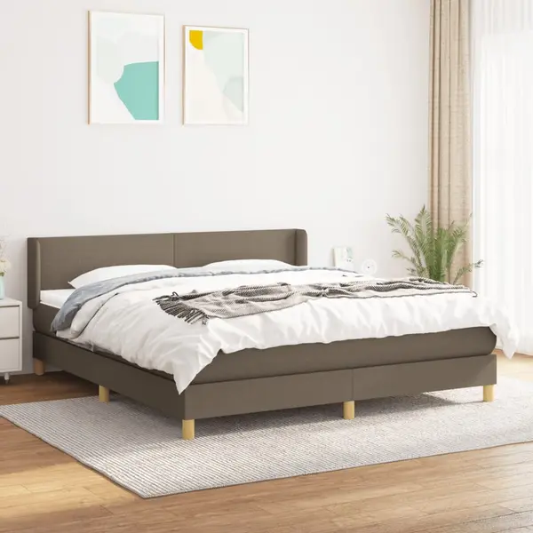 Gossi pat box spring cu saltea, gri taupe, 160x200 cm material textil