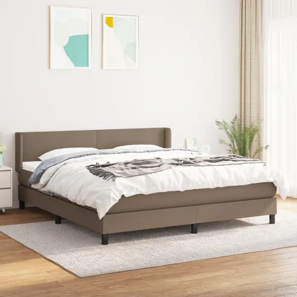 Gossi pat box spring cu saltea, gri taupe, 160x200 cm material textil