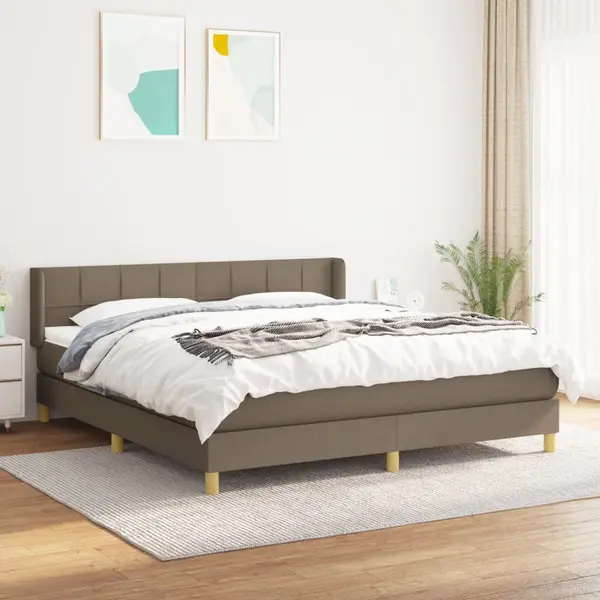 Gossi pat box spring cu saltea, gri taupe, 160x200 cm material textil