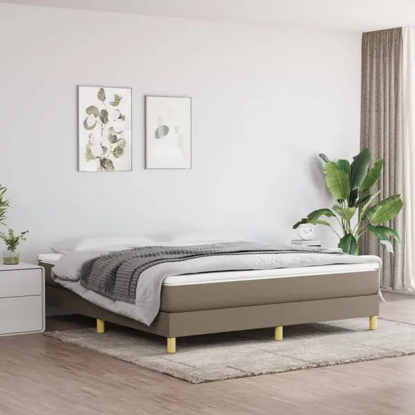 Gossi pat box spring cu saltea, gri taupe, 160x200 cm material textil