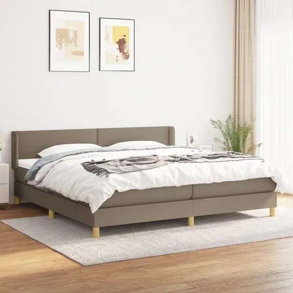 Gossi pat box spring cu saltea, gri taupe, 200x200 cm, textil