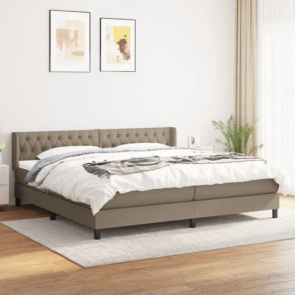 Gossi pat box spring cu saltea, gri taupe, 200x200 cm, textil