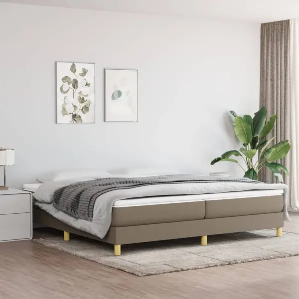 Gossi pat box spring cu saltea, gri taupe, 200x200 cm, textil
