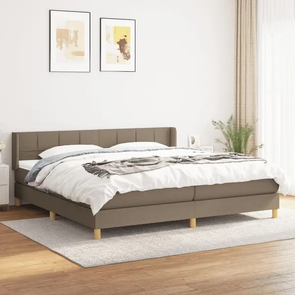 Gossi pat box spring cu saltea, gri taupe, 200x200 cm, textil
