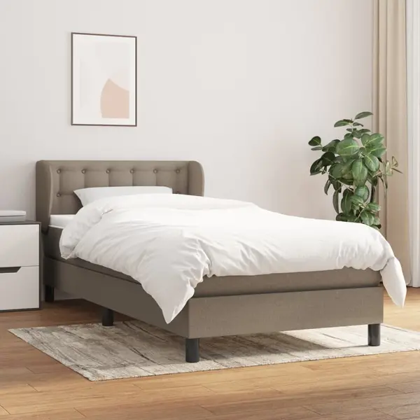 Gossi pat box spring cu saltea, gri taupe, 80x200 cm, textil