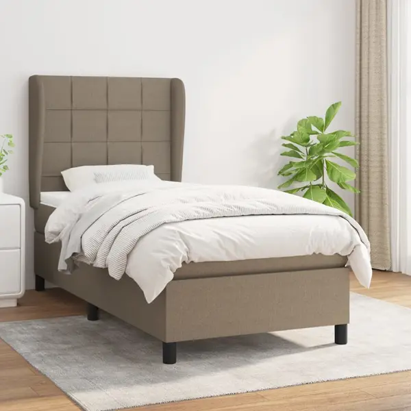 Gossi pat box spring cu saltea, gri taupe, 80x200 cm, textil