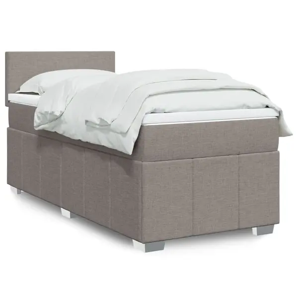 Gossi pat box spring cu saltea, gri taupe, 80x200 cm, textil