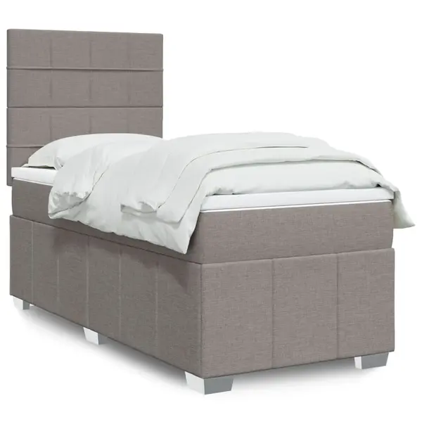 Gossi pat box spring cu saltea, gri taupe, 80x200 cm, textil