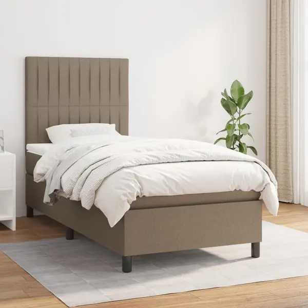 Gossi pat box spring cu saltea, gri taupe, 80x200 cm, textil