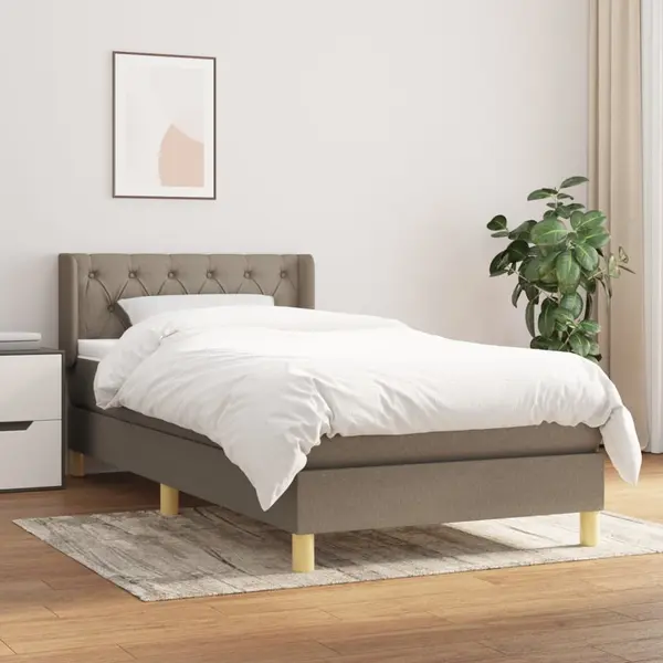 Gossi pat box spring cu saltea, gri taupe, 80x200 cm, textil