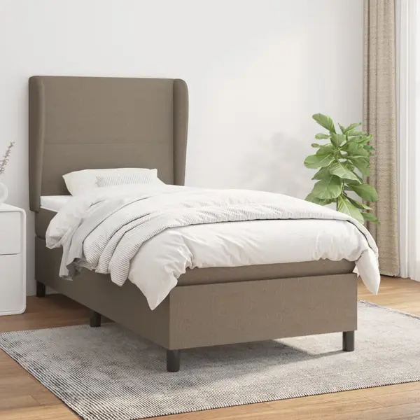 Gossi pat box spring cu saltea, gri taupe, 80x200 cm, textil