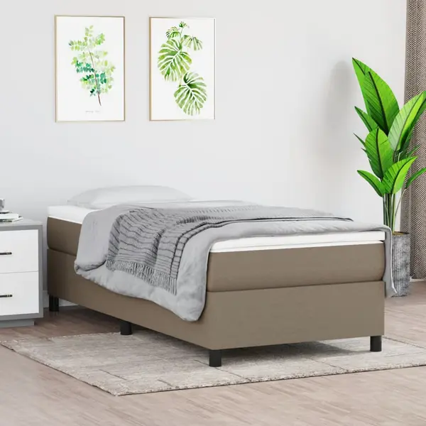 Gossi pat box spring cu saltea, gri taupe, 80x200 cm, textil