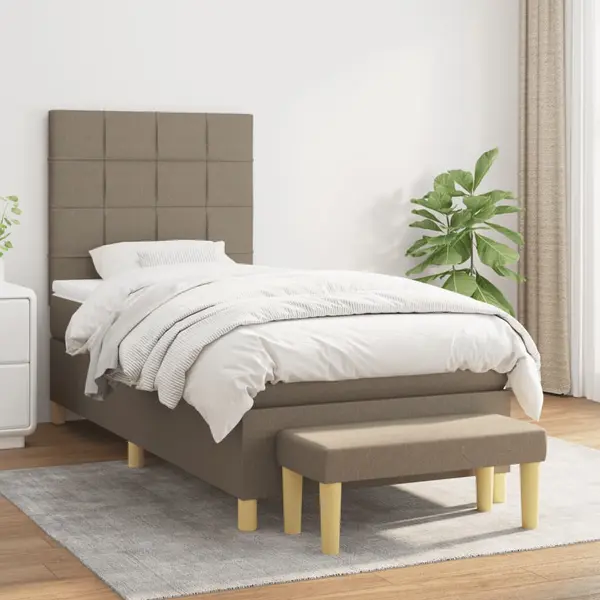 Gossi pat box spring cu saltea, gri taupe, 80x200 cm, textil