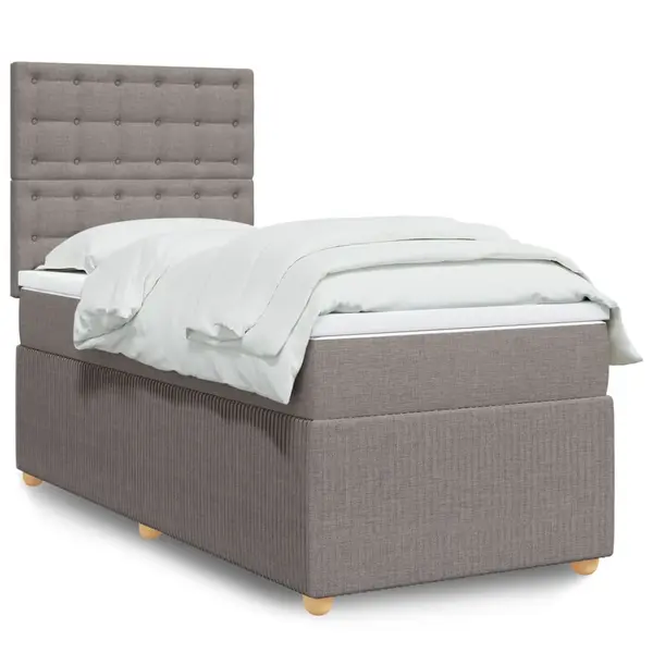 Gossi pat box spring cu saltea, gri taupe, 80x200 cm, textil
