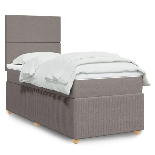 Gossi pat box spring cu saltea, gri taupe, 80x200 cm, textil