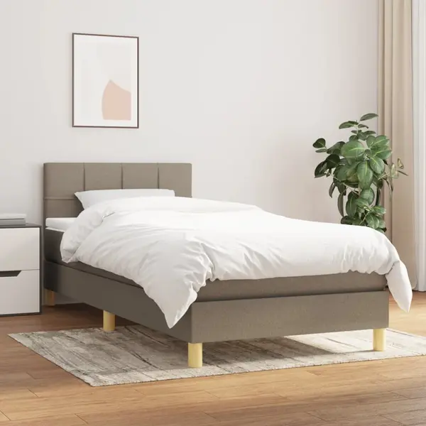 Gossi pat box spring cu saltea, gri taupe, 80x200 cm, textil