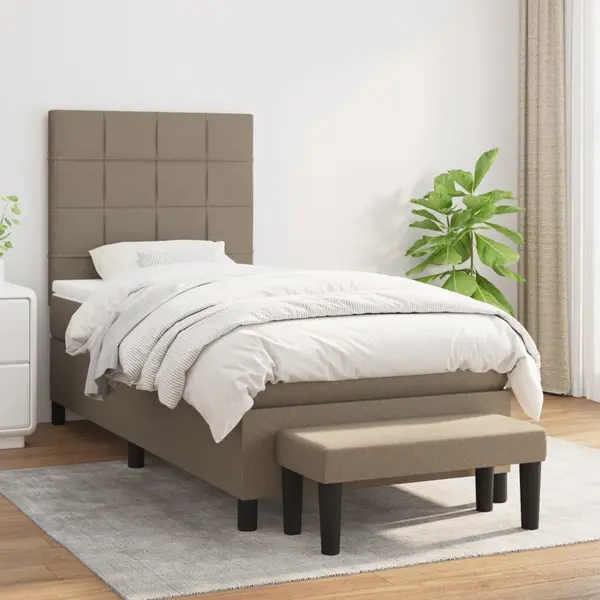 Gossi pat box spring cu saltea, gri taupe, 80x200 cm, textil