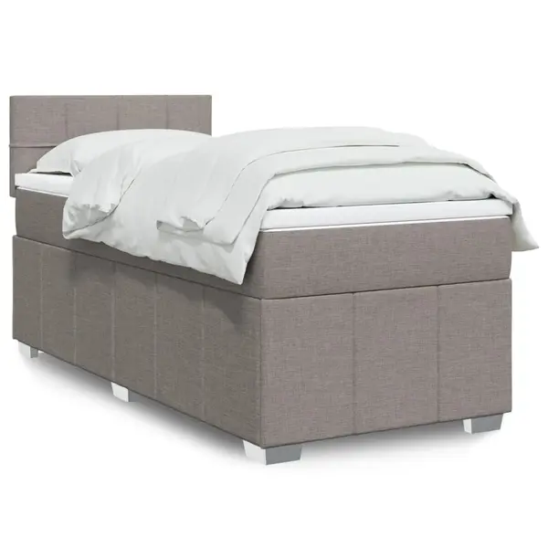 Gossi pat box spring cu saltea, gri taupe, 80x200 cm, textil