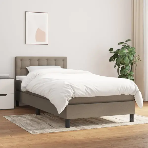 Gossi pat box spring cu saltea, gri taupe, 80x200 cm, textil