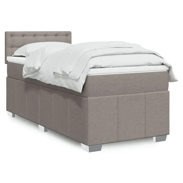 Gossi pat box spring cu saltea, gri taupe, 80x200 cm, textil