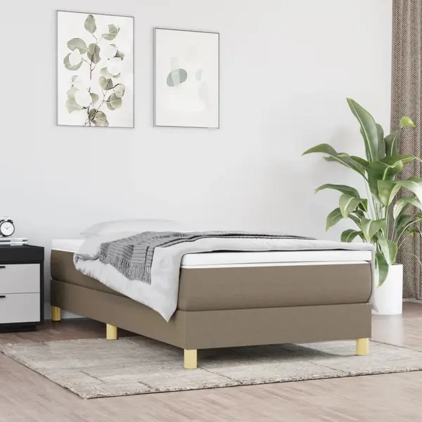 Gossi pat box spring cu saltea, gri taupe, 80x200 cm, textil
