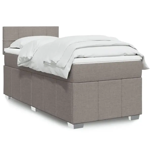 Gossi pat box spring cu saltea, gri taupe, 80x200 cm, textil