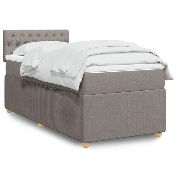 Gossi pat box spring cu saltea, gri taupe, 90x190 cm, textil