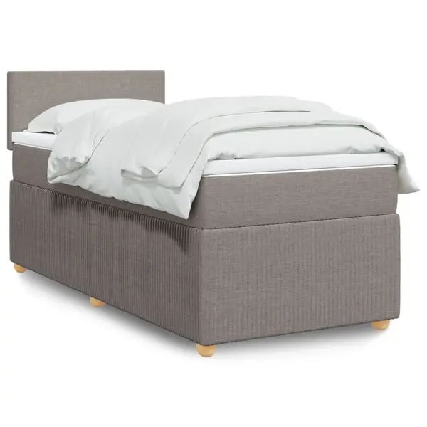 Gossi pat box spring cu saltea, gri taupe, 90x190 cm, textil