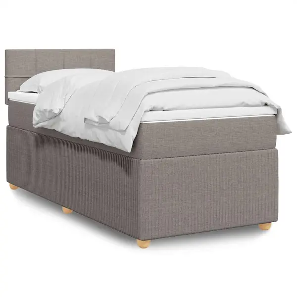 Gossi pat box spring cu saltea, gri taupe, 90x190 cm, textil