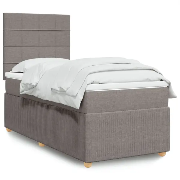 Gossi pat box spring cu saltea, gri taupe, 90x200 cm, textil