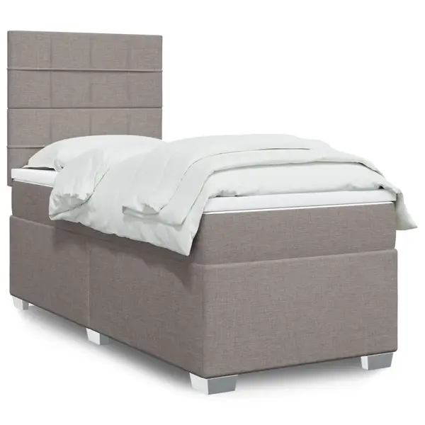 Gossi pat box spring cu saltea, gri taupe, 90x200 cm, textil