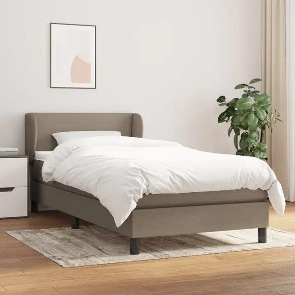 Gossi pat box spring cu saltea, gri taupe, 90x200 cm, textil