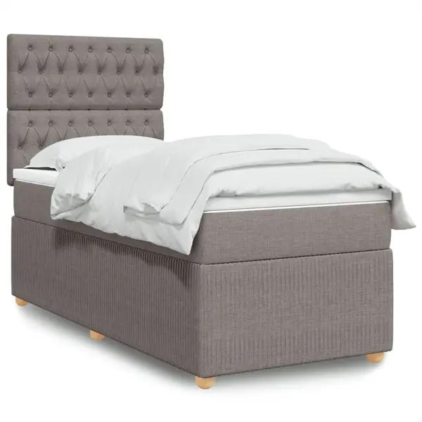 Gossi pat box spring cu saltea, gri taupe, 90x200 cm, textil