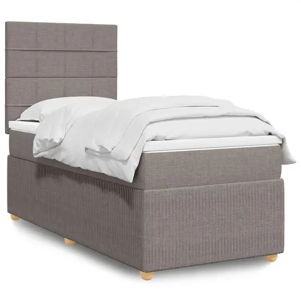 Gossi pat box spring cu saltea, gri taupe, 90x200 cm, textil