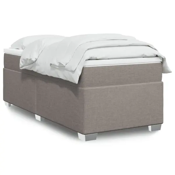 Gossi pat box spring cu saltea, gri taupe, 90x200 cm, textil