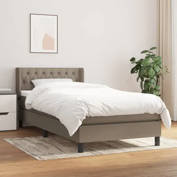 Gossi pat box spring cu saltea, gri taupe, 90x200 cm, textil