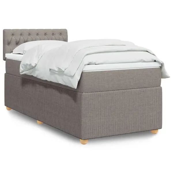 Gossi pat box spring cu saltea, gri taupe, 90x200 cm, textil