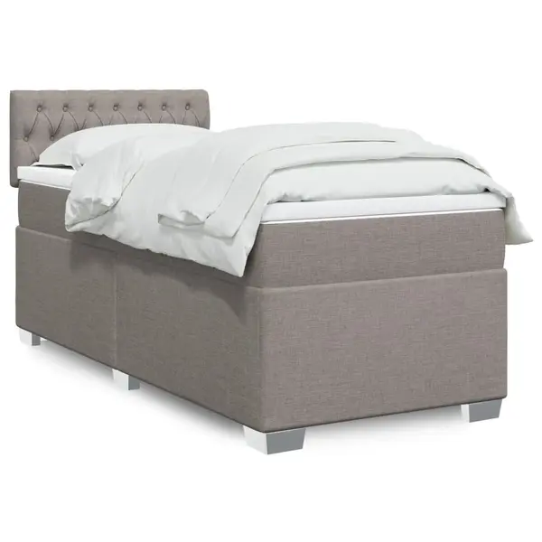 Gossi pat box spring cu saltea, gri taupe, 90x200 cm, textil