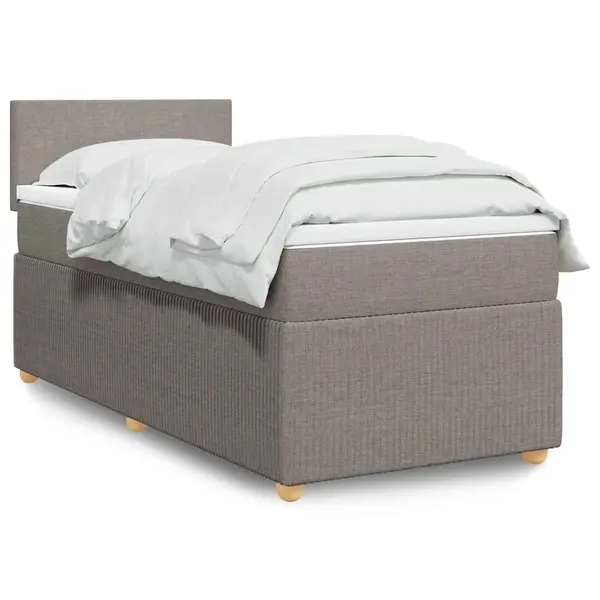Gossi pat box spring cu saltea, gri taupe, 90x200 cm, textil