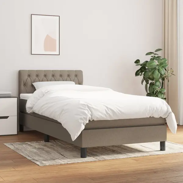 Gossi pat box spring cu saltea, gri taupe, 90x200 cm, textil
