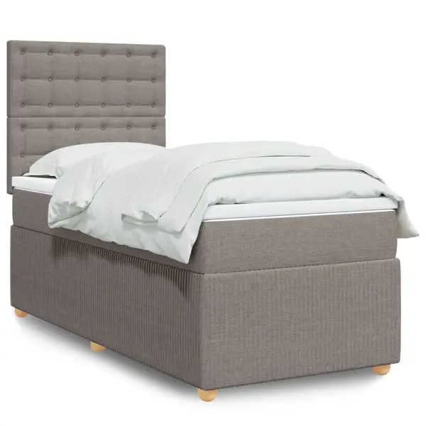 Gossi pat box spring cu saltea, gri taupe, 90x200 cm, textil