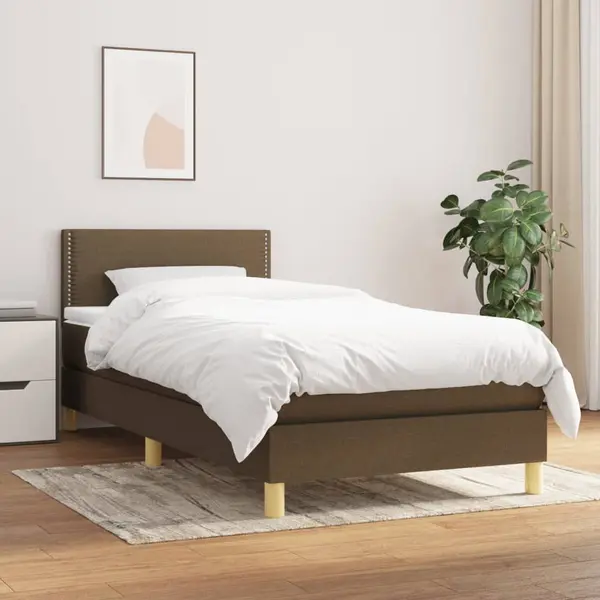Gossi pat box spring cu saltea, maro inchis, 100x200 cm, textil
