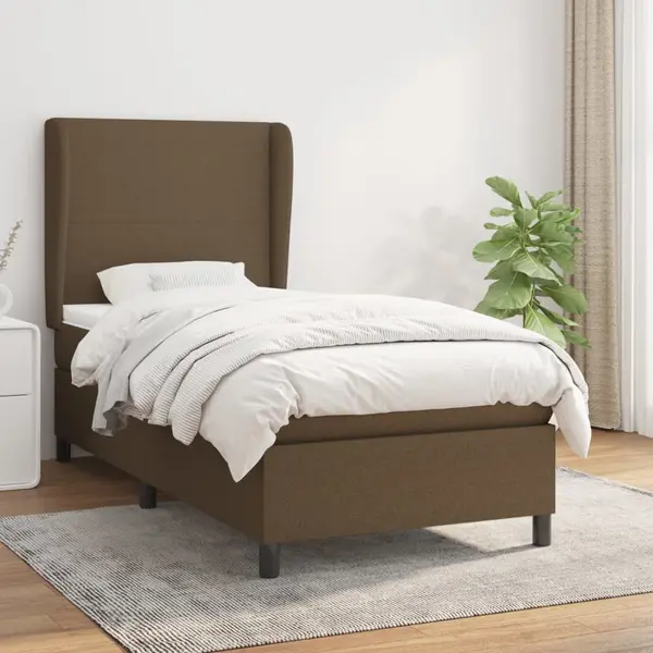 Gossi pat box spring cu saltea, maro inchis, 100x200 cm, textil