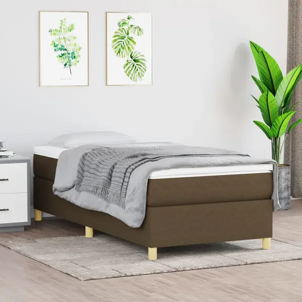 Gossi pat box spring cu saltea, maro inchis, 100x200 cm, textil
