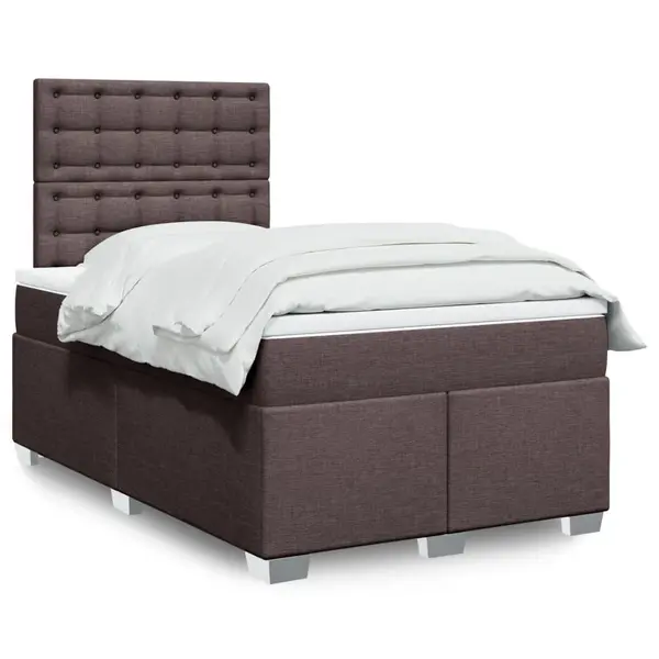 Gossi pat box spring cu saltea, maro inchis, 120x190 cm, textil