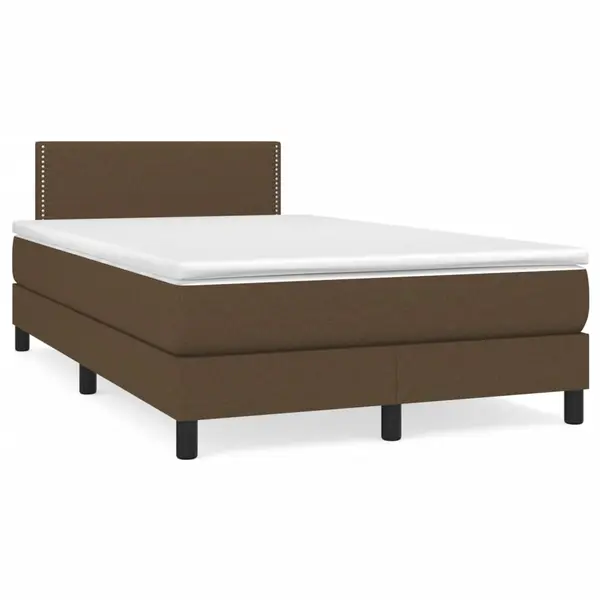 Gossi pat box spring cu saltea, maro inchis, 120x190 cm, textil