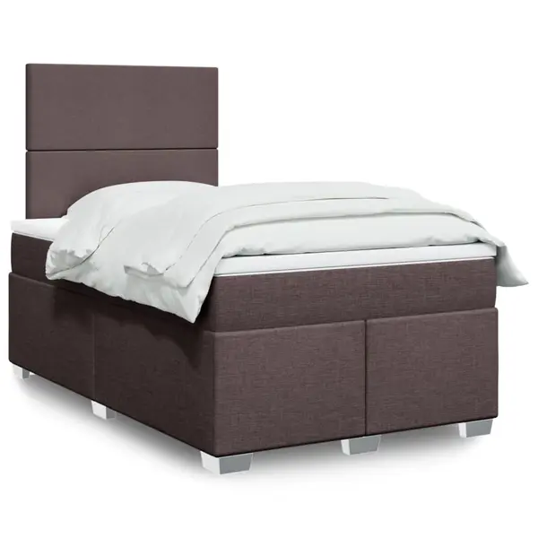 Gossi pat box spring cu saltea, maro inchis, 120x190 cm, textil
