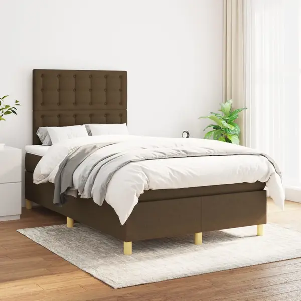 Gossi pat box spring cu saltea, maro inchis, 120x200 cm, textil