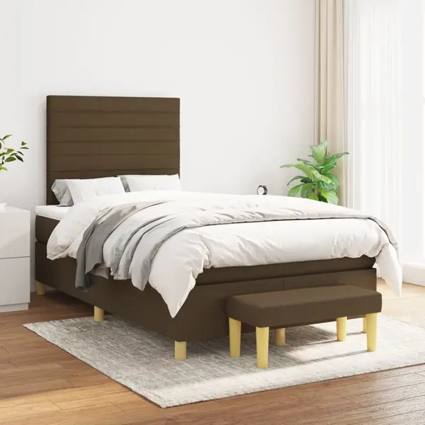 Gossi pat box spring cu saltea, maro inchis, 120x200 cm, textil