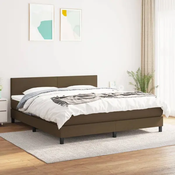 Gossi pat box spring cu saltea, maro inchis, 160x200 cm, textil